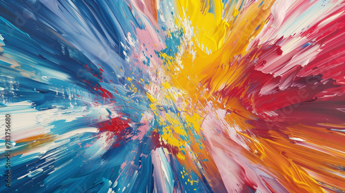 Abstract background with a burst of bold and colorful paint strokes.