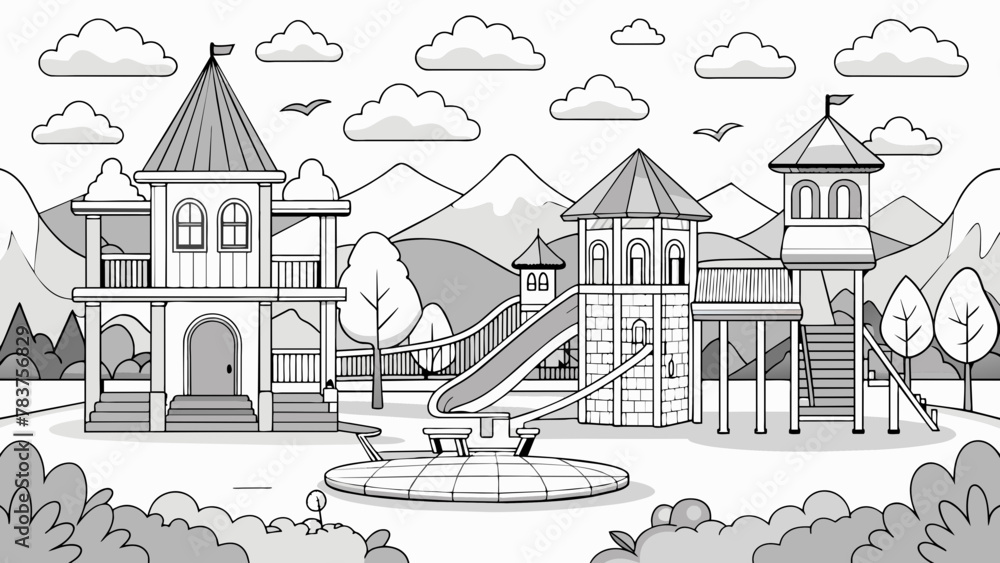 coloring-page-for-kids--school-playground-full-det