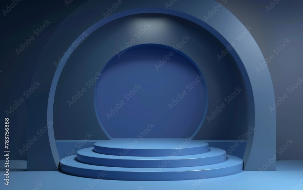 Obraz premium Blue Room with an Empty Podium. Amazing Background for Product Presentation