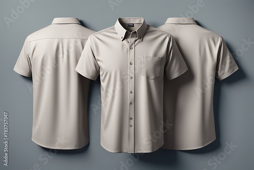  Blank collared shirt mockup design, front, side and back views, tee design presentation for print, 3d rendering, 3d illustration 