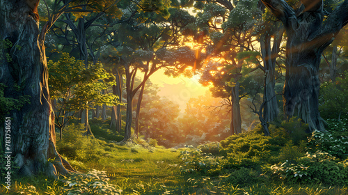 Golden Twilight: A Majestic Display of Nature's tranquillity in a Secluded Forest