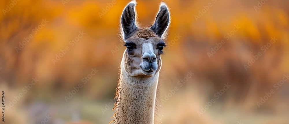 Fototapeta premium Serene Llama Portrait Showcasing Its Peaceful and Wise Gaze