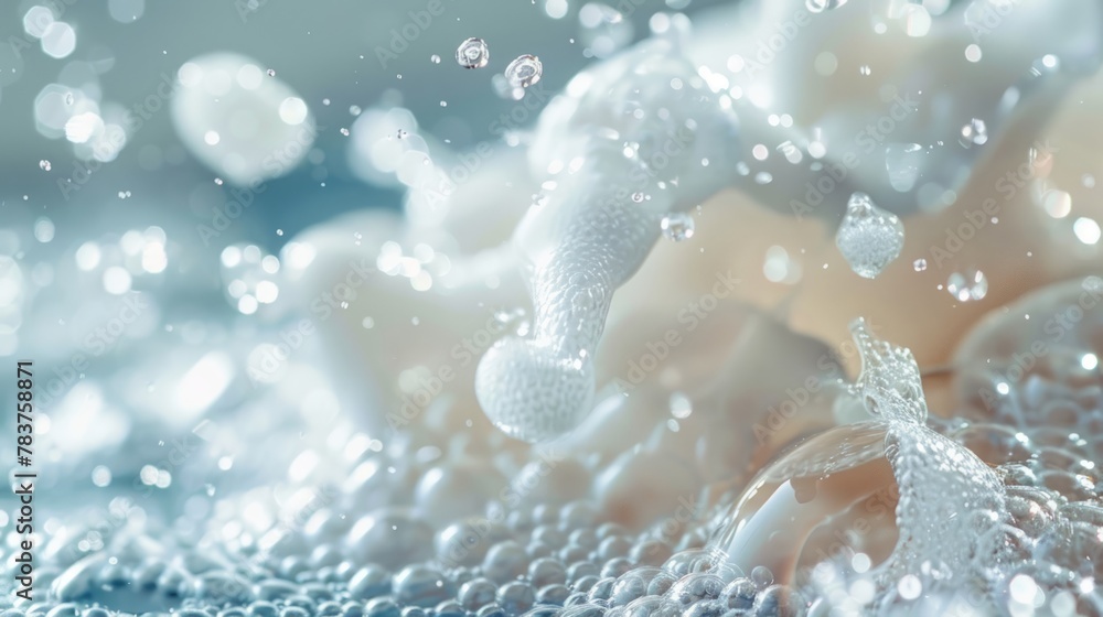 Delicate foam and bubbles with light play Delicate foam and bubbles with light play