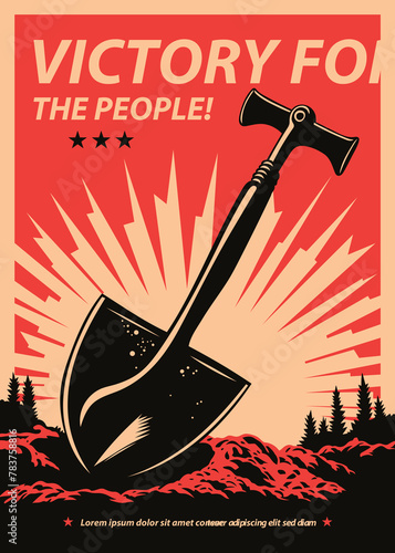 Hand drawn soviet propaganda poster design