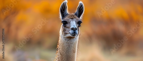 Serene Llama Portrait Showcasing Its Peaceful and Wise Gaze photo