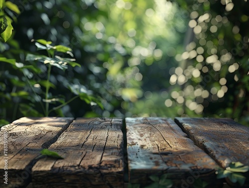 Wooden table in forest