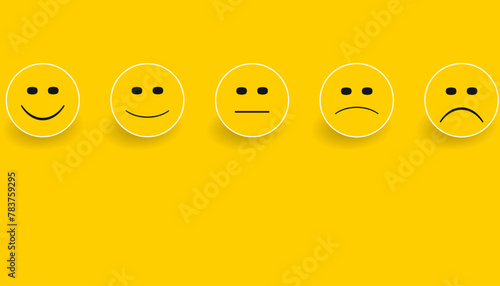 Happy face smile.happy smiley face symbol.
Rating, Customer experience, satisfaction idea concept.
