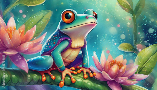 OIL PAINTING STYLE Cartoon character An image showcasing a frog 