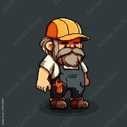 Pixel art image of builder in 2048x2048 resolution (unzoomed in 512x512 resolution)  photo