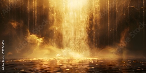 A Captivating Cascade of Golden Light Spilling Onto a Fog Shrouded Landscape Evoking a Sense of Ethereal Wonder and Mystical Grandeur © Thares2020