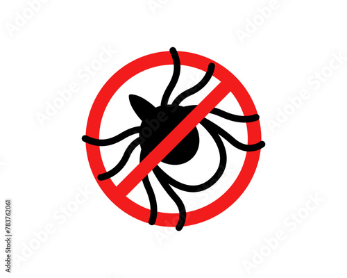 Vector tick bug sign. Anti-tick icon. Insect repellent symbol.