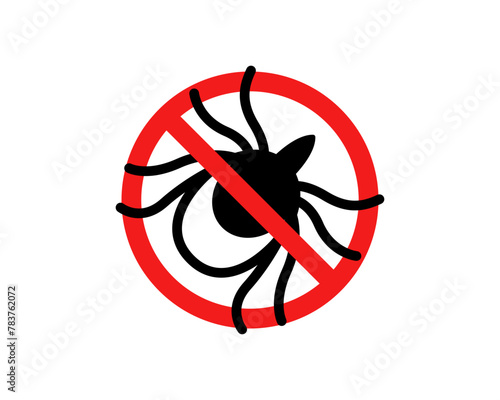 Vector tick bug sign. Anti-tick icon. Insect repellent symbol.