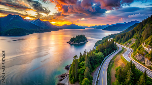 Sea to Sky Highway on Pacific Ocean