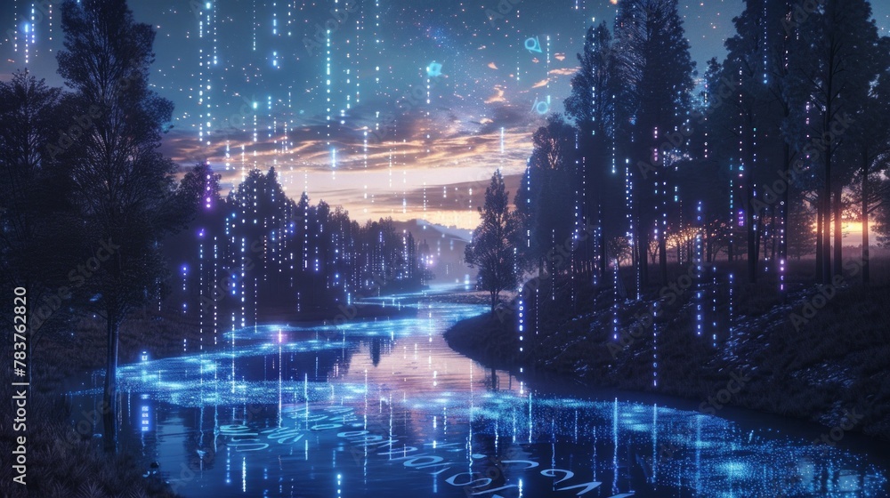 Mystical Infinity River and Numerical Constellations Landscape Mystical Infinity River and Numerical Constellations Landscape