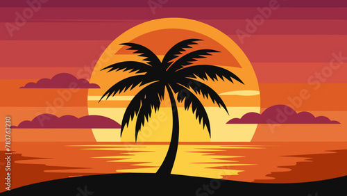 palm-tree-sunrise--silhouette-vector © VarotChondra