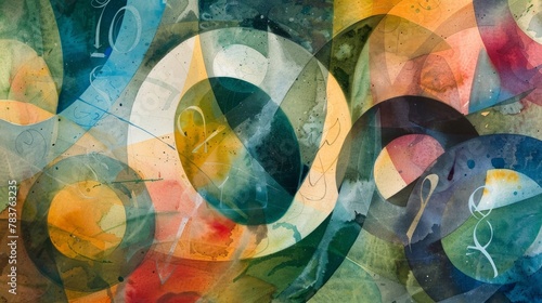 Abstract elements Numerology-Inspired Watercolor Painting