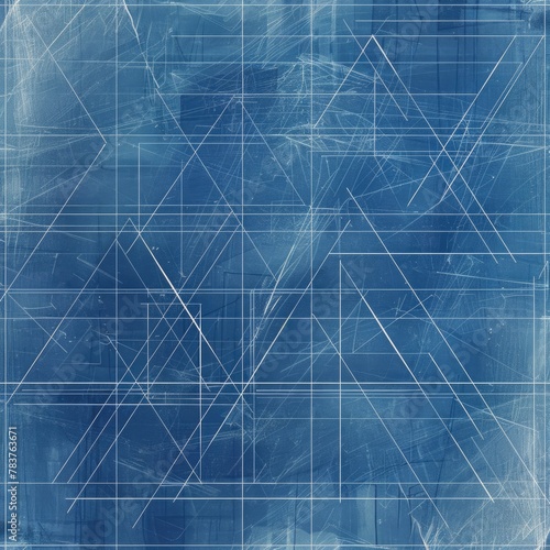 Triangles intersecting in an architectural blueprint style