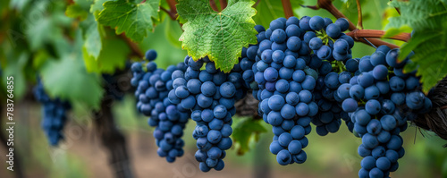 Ripe Vineyard Grapes Cluster Close-Up in Dayligh photo