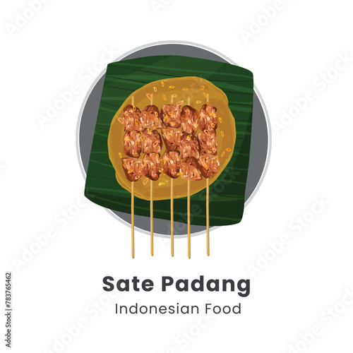 Hand drawn vector illustration of Sate Padang Indonesian Food