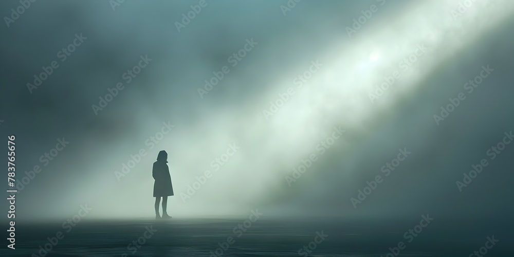 Ethereal Light Cutting Through Misty Fog Signaling Mysterious Revelation or Enlightenment