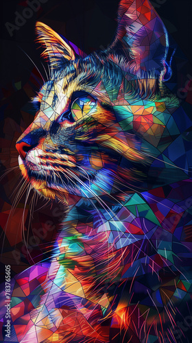 Kaleidoscope Vision Cat Digital Art 