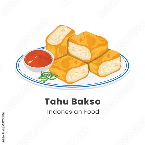 Hand drawn vector illustration of Tahu Bakso Indonesian food