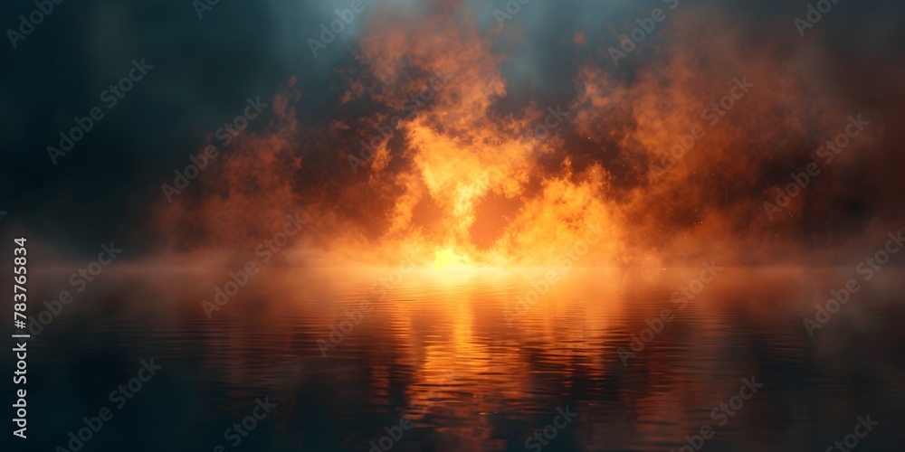 Obraz premium Pulsating Light Within the Ethereal Fog Rhythmic Energy and Life in Abstract Landscape