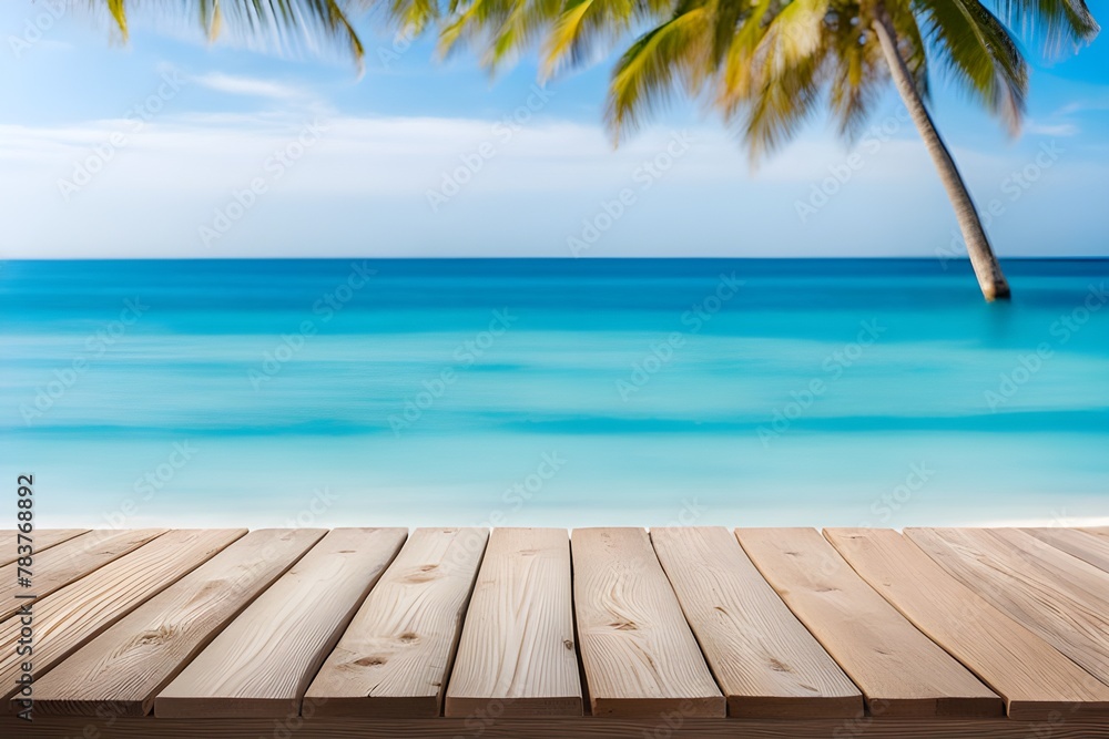 Fototapeta premium Wooden Planks With Beach