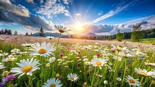sun-drenched spring summer meadow