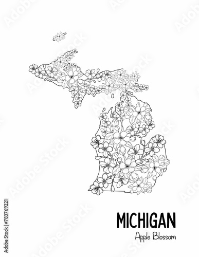 State Coloring Page, Michigan coloring page, Flowers, State Flower, State, USA Coloring Page