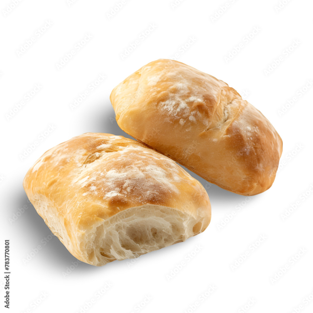 Oven-Ready Ciabatta Sandwich Rolls on White Background