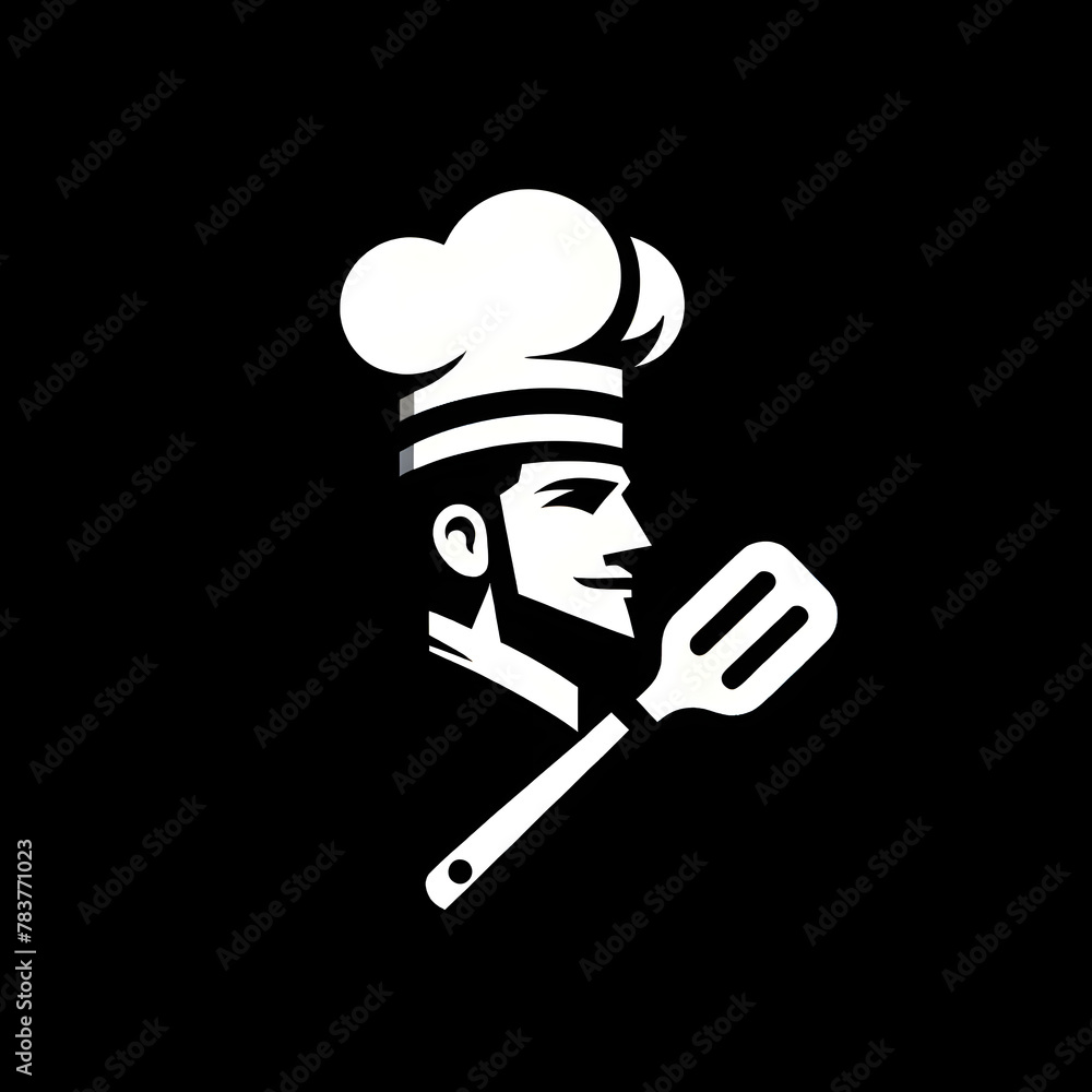 chef and spatula icon white on black chef and spatula icon white on black