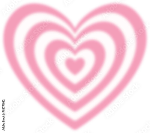 Blur gradient heart shape in pink and white color, y2k style element for social post, banner, poster, png isolated on transparent background.