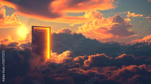 Simple shining door to heaven, portal to another dimension
