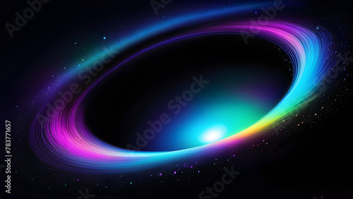 Rainbow Radiance in the Black Abyss, Vibrant Spectrum Amidst the Darkness, Colorful Depths of the Cosmic Vortex, Enigmatic Beauty of the Rainbow Abyss(Generative AI)