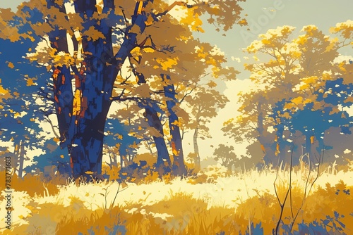 Autumn forest, anime, wallpaper