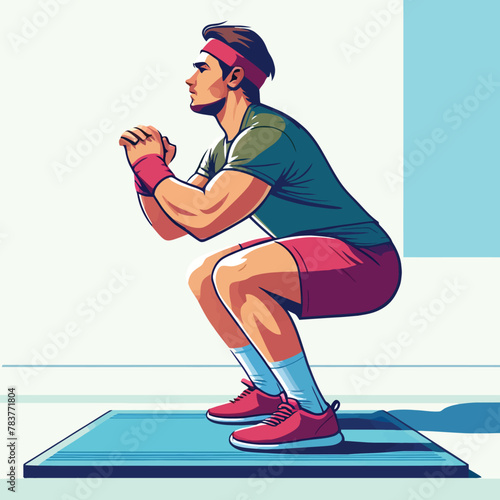 workout with squat jump in flat design illustration