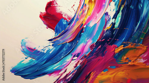 Expressive and bold paint strokes of various colors creating a vibrant and abstract design.