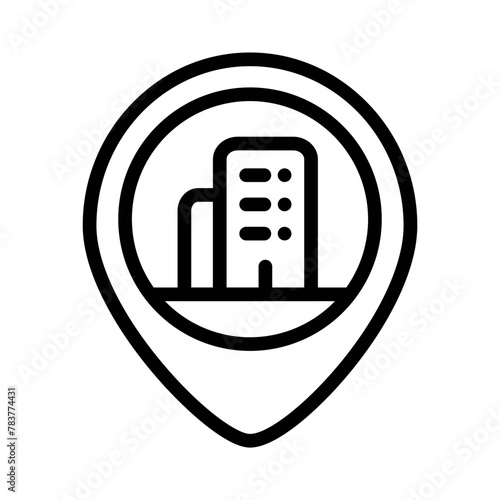 Corporate office, location, placeholder, map marker vector icon on white background.