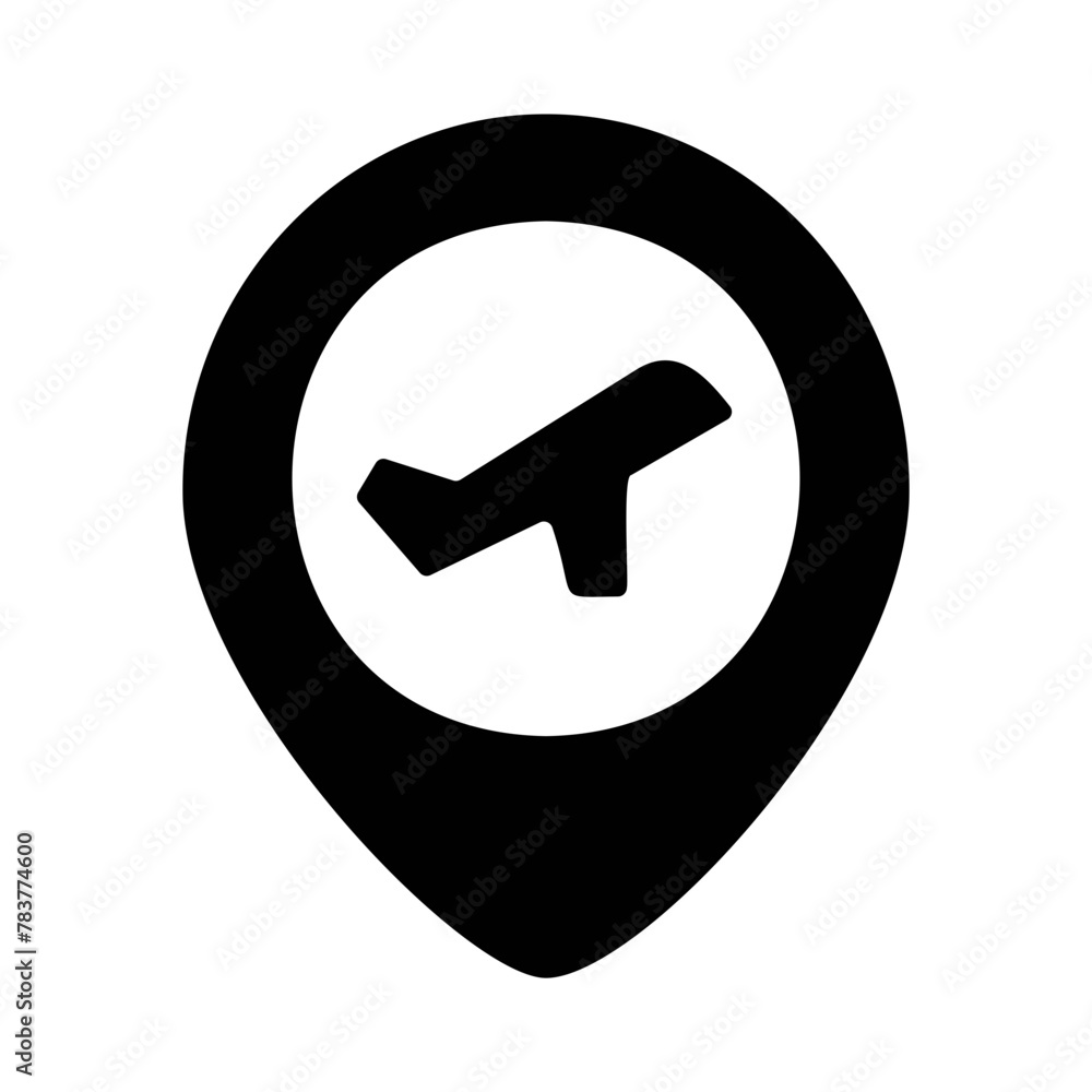 Airport location, placeholder, map marker vector icon on white background. Airport location, placeholder, map marker vector icon on white background.
