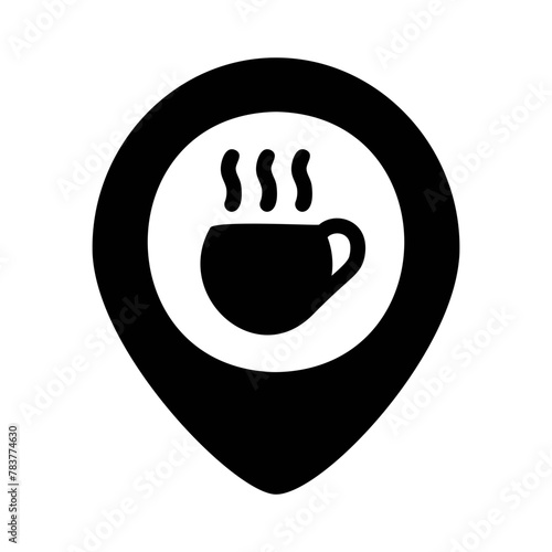cafe location, placeholder, map marker vector icon on white background.