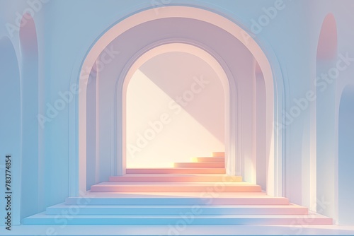 Abstract background for product presentation with a colorful podium. Wall in a pastel color style resembling modern design.