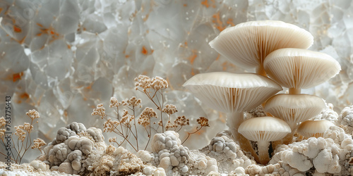 Collection of mushrooms resting on lush field banner