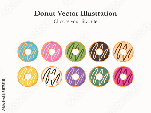 donut glaze cartoon vector pastry icon bakery menu illustration sugar baked dessert food summer eat