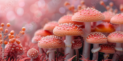 A detailed view of multiple mushrooms clustered together banner photo