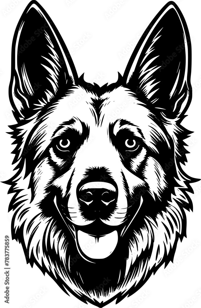 German Shepherd - Black and White Isolated Icon - Vector illustration German Shepherd - Black and White Isolated Icon - Vector illustration