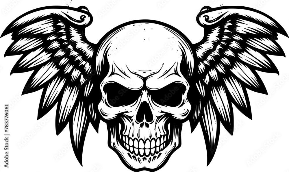 Fototapeta premium Skull With Wings | Minimalist and Simple Silhouette - Vector illustration