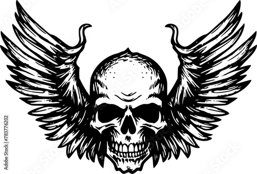 Skull With Wings - High Quality Vector Logo - Vector illustration ideal for T-shirt graphic