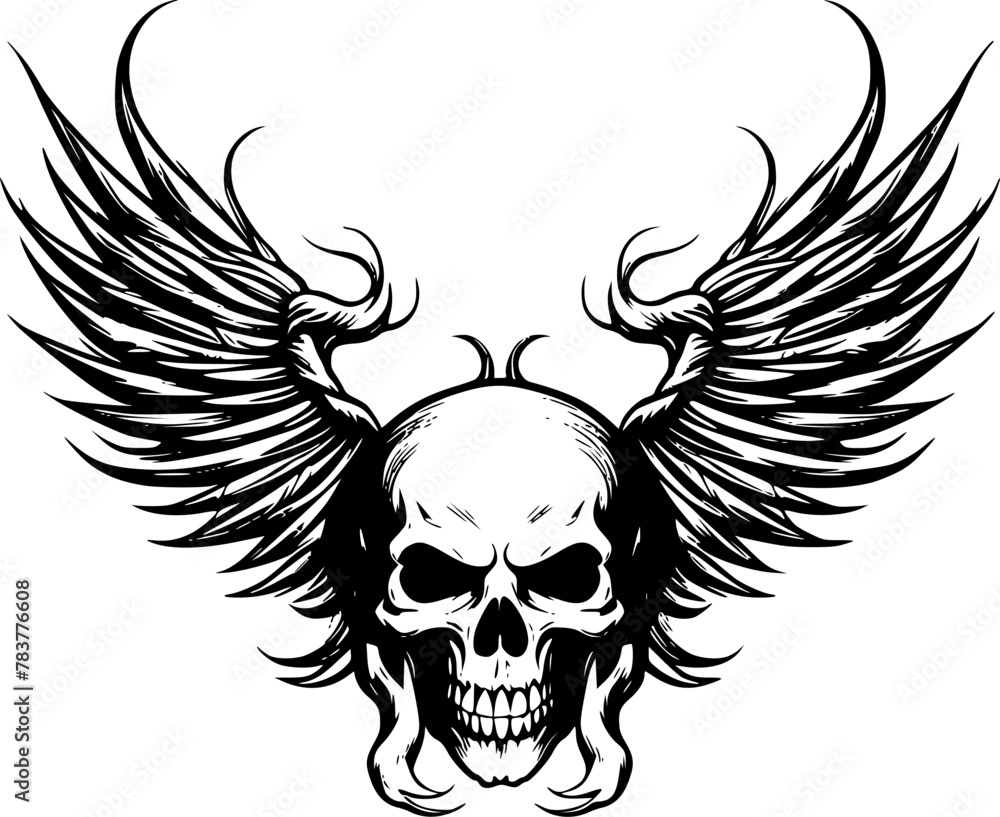 Skull With Wings | Minimalist and Simple Silhouette - Vector illustration Skull With Wings | Minimalist and Simple Silhouette - Vector illustration