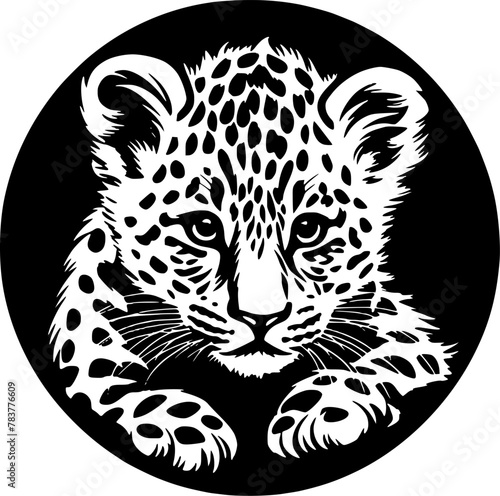 Leopard Baby | Black and White Vector illustration